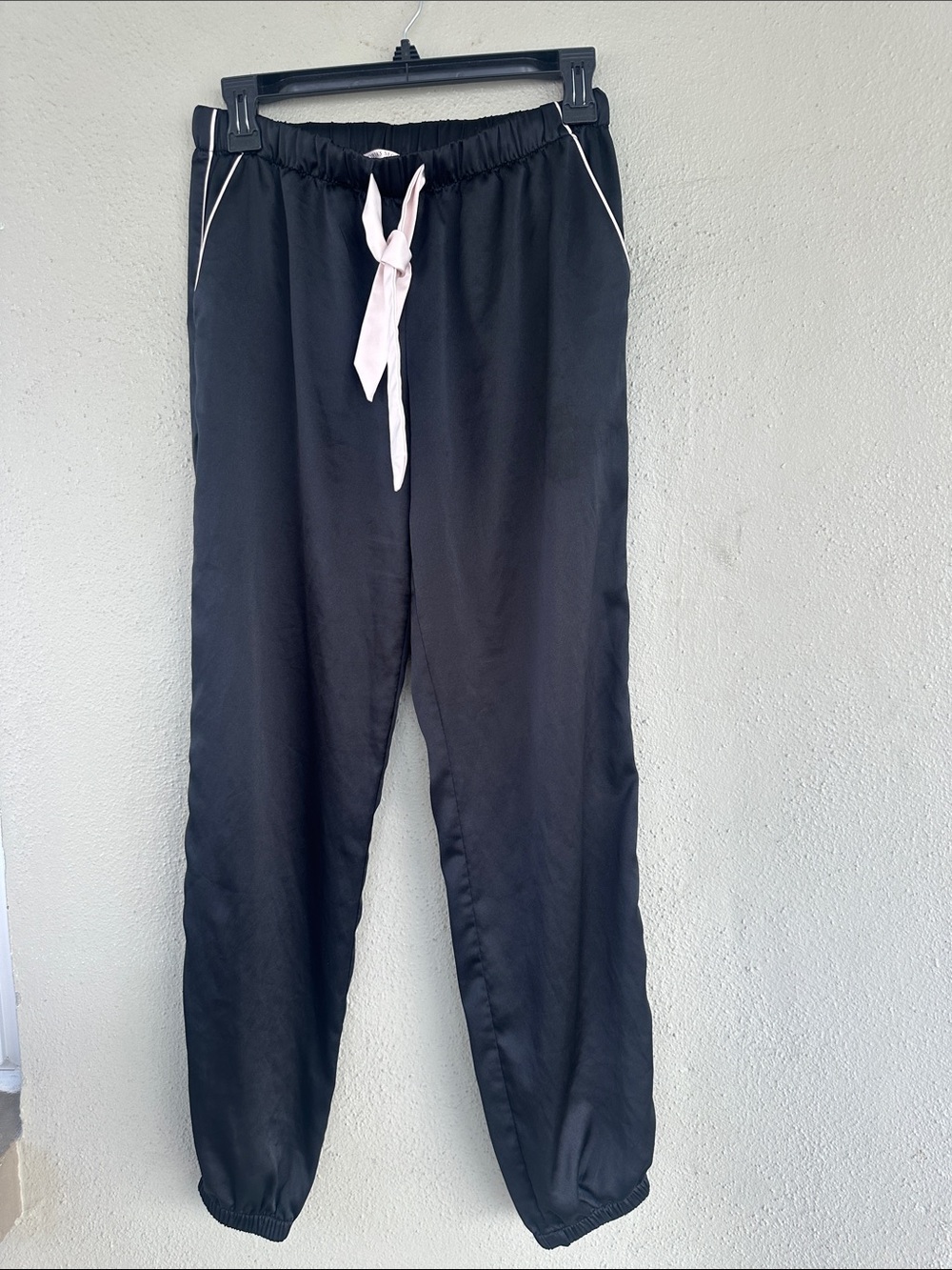 Victoria's Secret Black Lounge Pants with Pink Drawstring